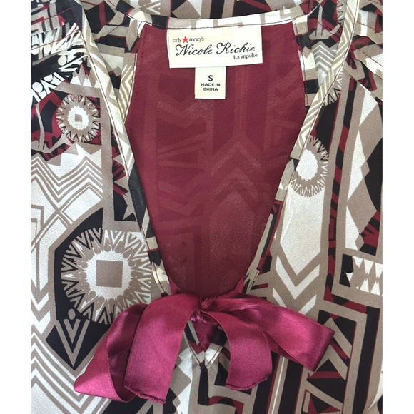 Y2K NICOLE RICHIE Chiffon Midi Boho Dress Red Bow Sundress Cottagecore Hippie - Picture 8 of 11